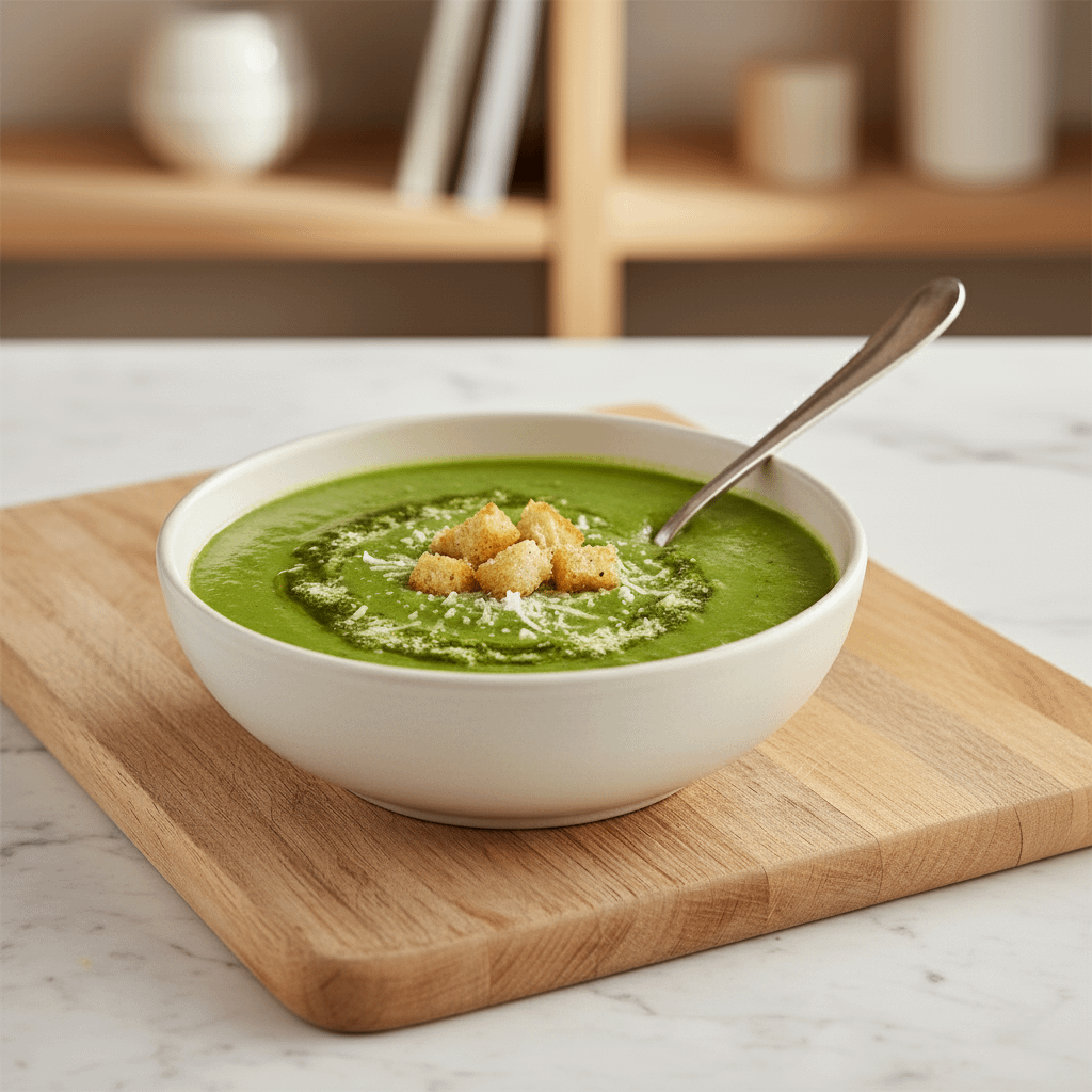 The Best Creamy Roasted Broccoli Soup (with a Pesto Twist!)