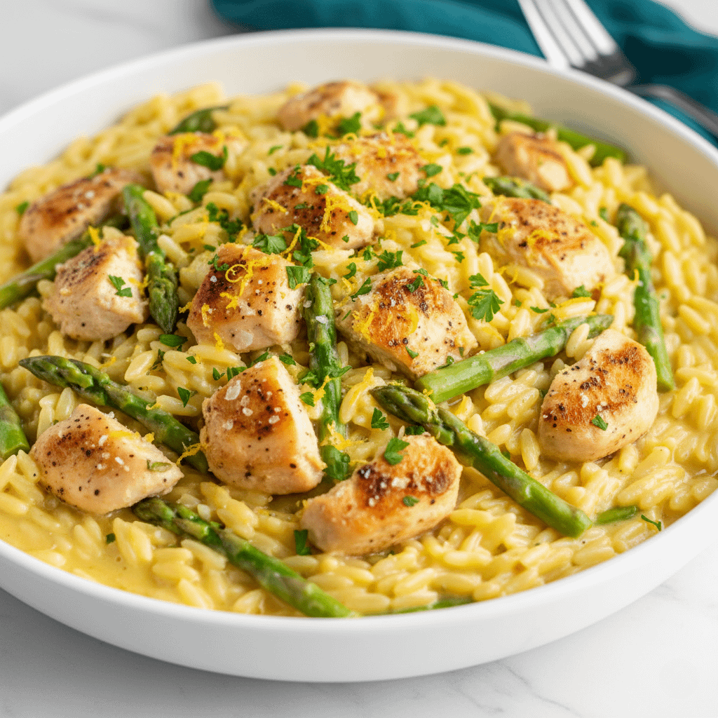 One-Pot Creamy Lemon Orzo with Chicken