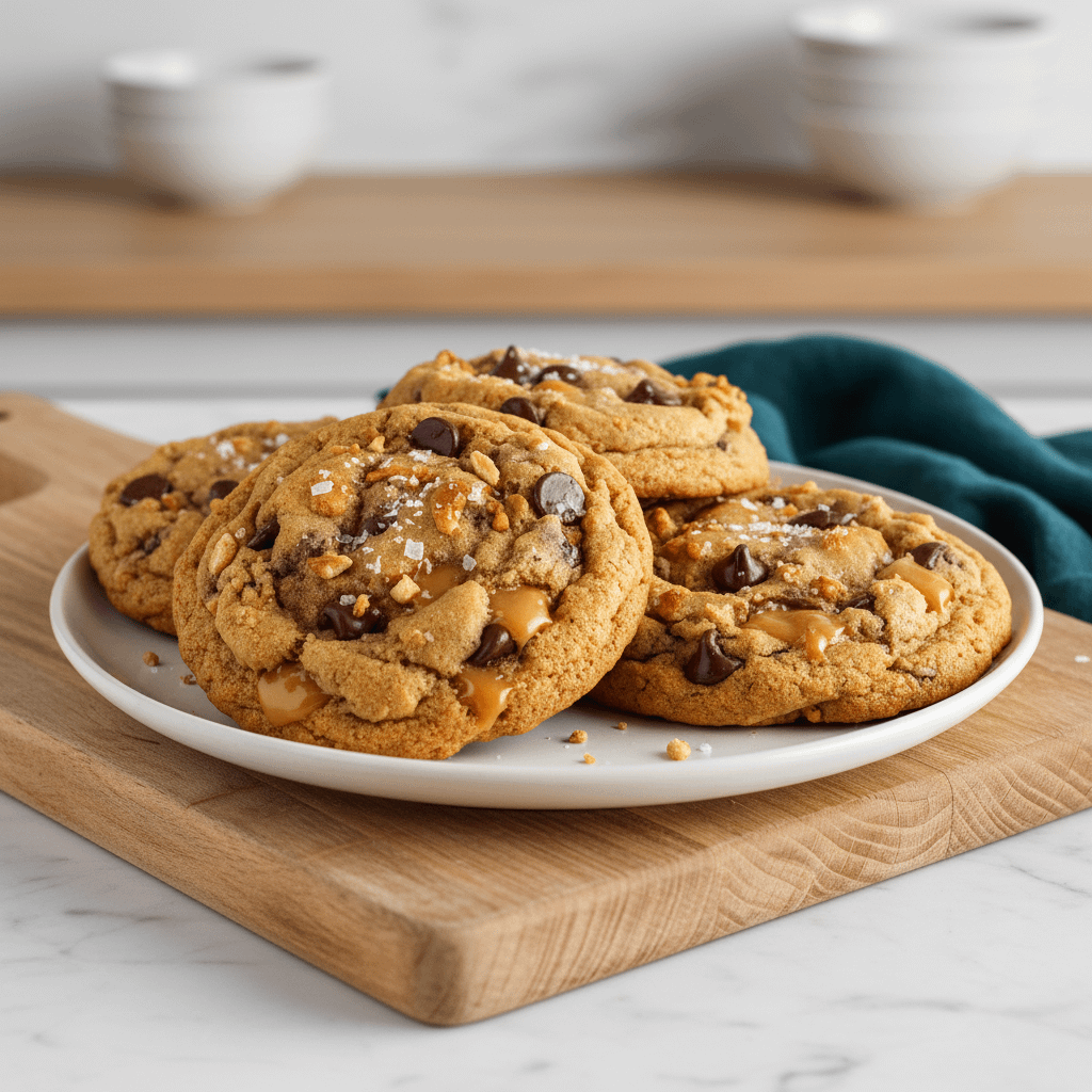 Salted Caramel Pretzel Chocolate Chip Cookies