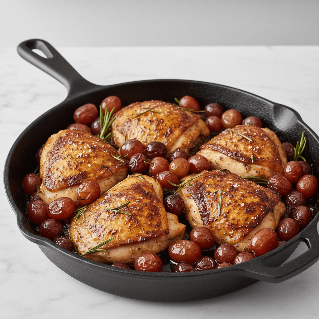 Skillet-Roasted Chicken with Grapes and Rosemary
