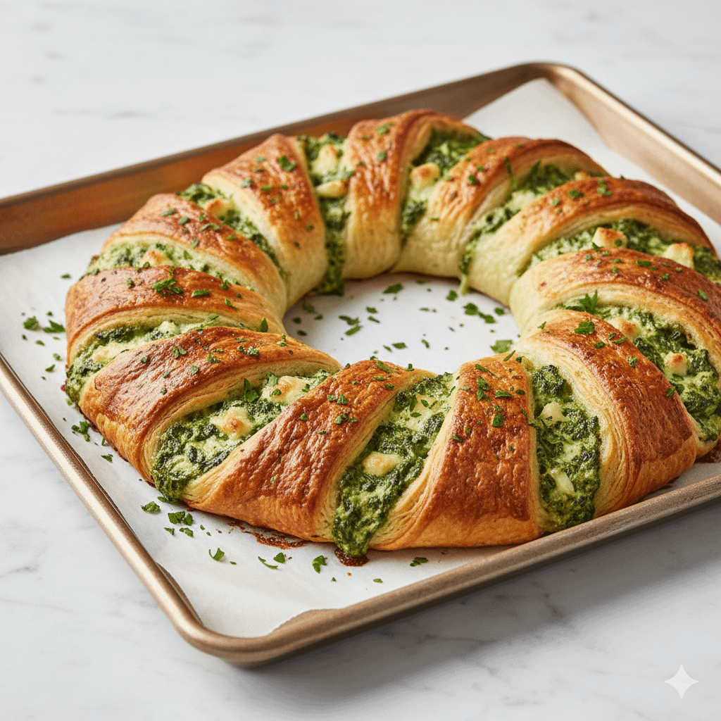 Holiday Spinach-Artichoke Pastry Wreath